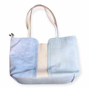 MONTANA WEST Women’s Light Blue Cream Faux Leather Colorblock Tote Bag